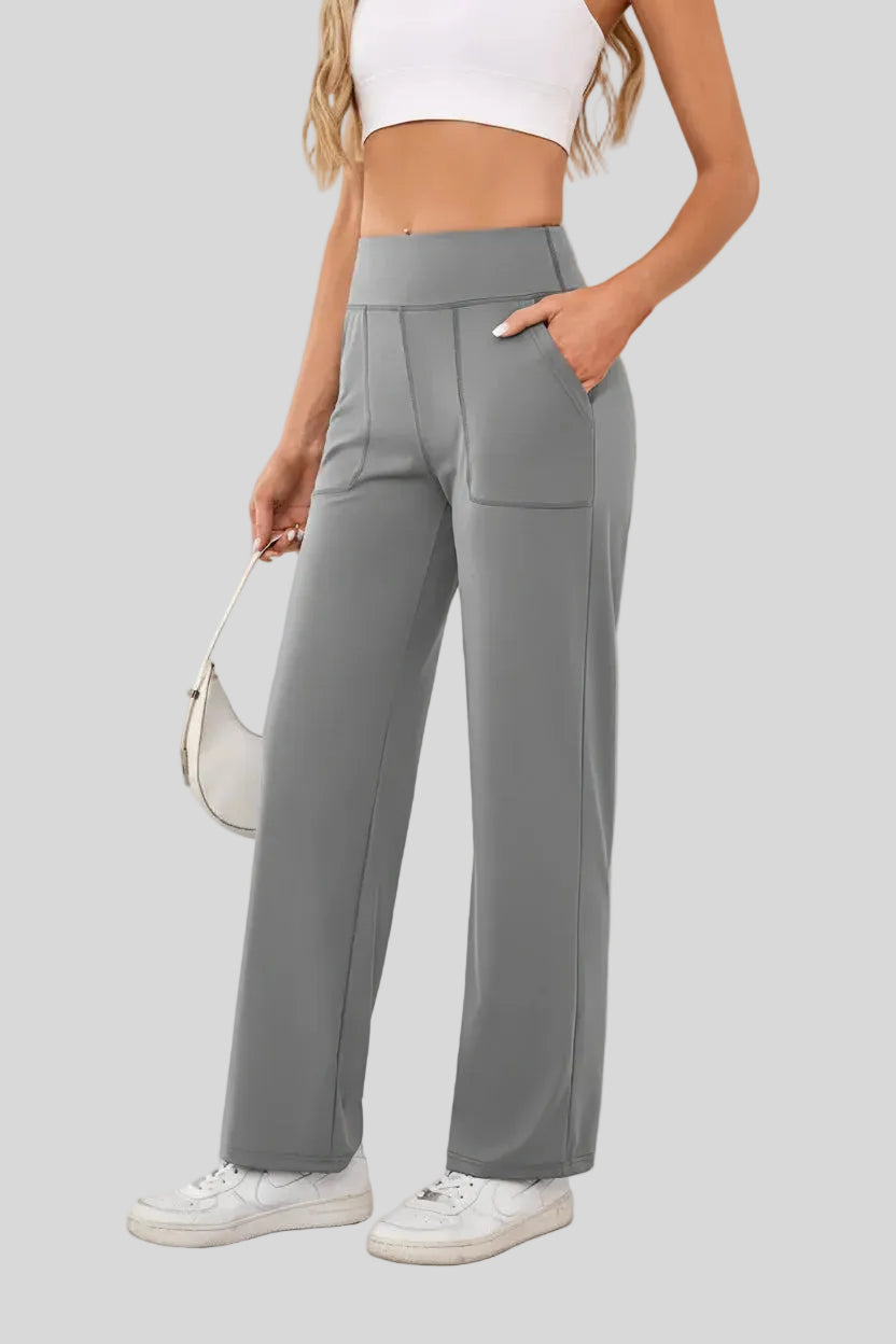 Side view of Athlesi MotionEase Relaxed active pant in gray