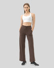 MotionEase Utility Active Pant mocha front angle showing relaxed fit and pockets