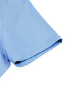 Close-up of the short sleeve construction on the MotionFlow Flared Leg Jumpsuit in Blue