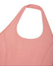 Close-up of the halter neckline on the MotionFlow Halter Jumpsuit in Pink