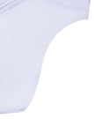 Close-up of the sleeveless arm opening on the MotionFlow Yoga Romper in Purple