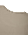 Back neckline close-up of the Athlesi MotionForm Long Sleeve Bodysuit in Khaki showing the clean minimal construction.
