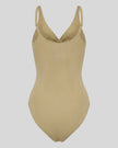 MotionZip Ruched Bodysuit in Khaki back view with adjustable straps and sleek fitted silhouette
