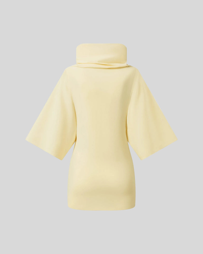 Muse Cowl Tunic in apricot with elongated silhouette back view