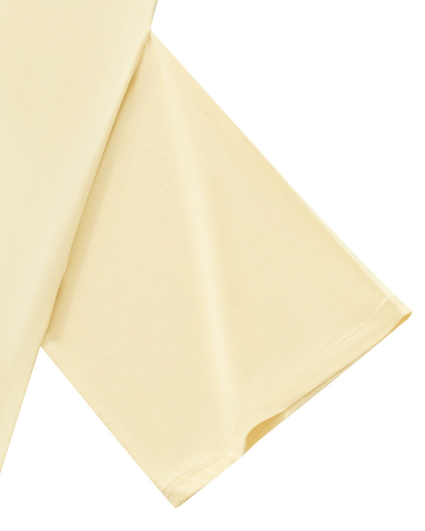 Closeup of wide three-quarter sleeve and clean hem on Muse Cowl Tunic
