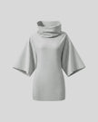 Muse Cowl Tunic in flower gray with wide three-quarter sleeves front view