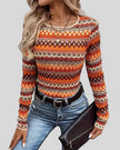 Front angled view of Athlesi PatternPulse Long Sleeve Top showing patterned texture