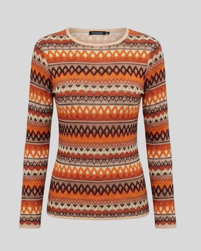 Patterned sweater on a light gray background