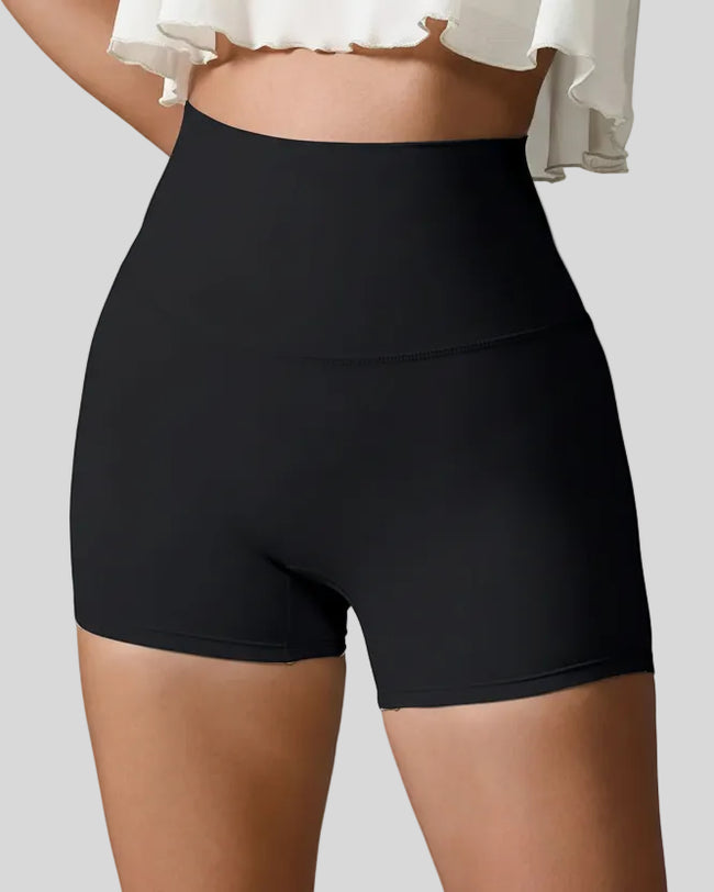 Black seamless high-waist studio short with smooth sculpting fit