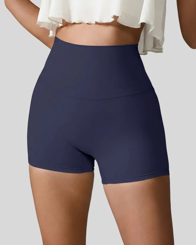 Navy seamless high-waist studio short with smooth sculpting fit