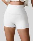 White seamless high-waist studio short with smooth sculpting fit