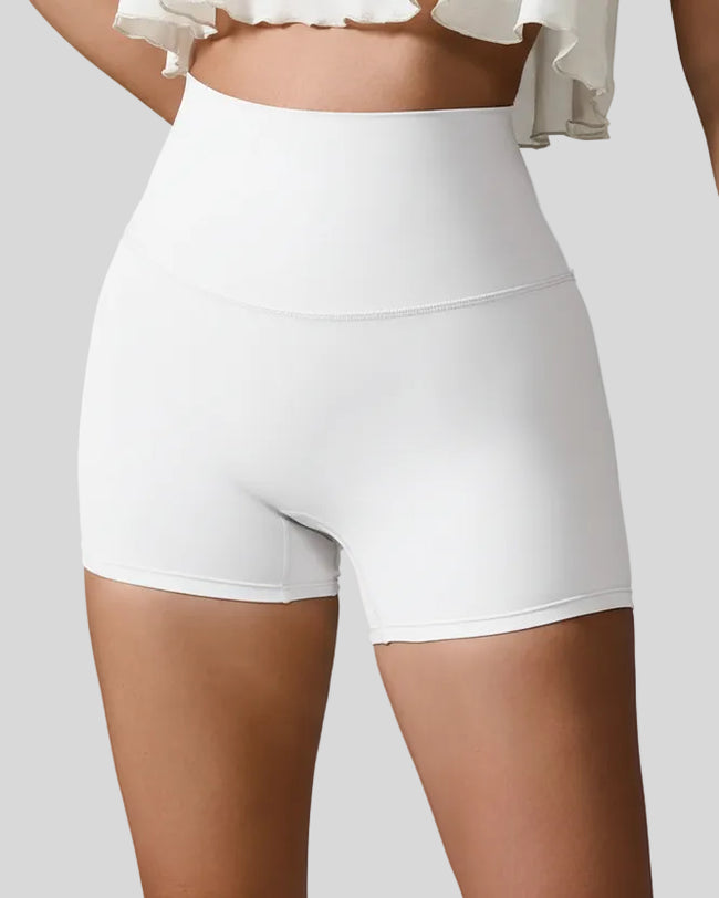 White seamless high-waist studio short with smooth sculpting fit