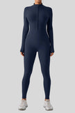 Athlesi PowerSculpt long sleeve active jumpsuit in dark blue, front view