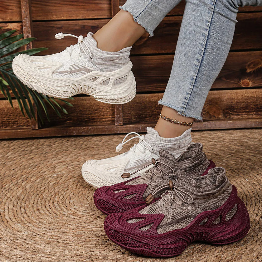 Mesh sneakers side view in two color variations highlighting structure and breathable upper