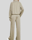 Back view of Athlesi PureMotion Half-Zip Lounge Set in khaki