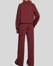 Back view of Athlesi PureMotion Half-Zip Lounge Set in wine red