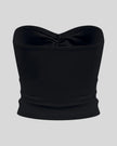 Athlesi QuietForm Ruched Tube Top in Black, back view showing the clean strapless silhouette