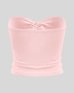 Athlesi QuietForm Ruched Tube Top in Pink, back view showing the clean strapless silhouette