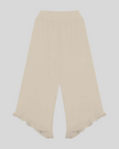 Athlesi QuietForm Wide Leg Pants in Pale Khaki, back view showing the wide waistband and relaxed wide-leg silhouette
