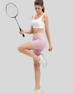 Ribbed wide-waist active shorts in lilac, side view
