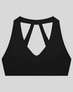 Sculpt Halter Sports Bra in black with V-neckline front view