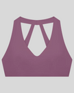 Sculpt Halter Sports Bra in plum purple with V-neckline front view