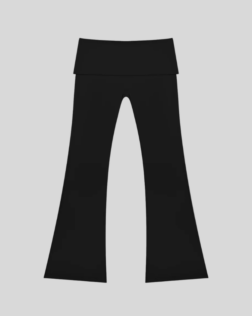 Sculpt Yoga Pants in black with high-rise fold-over waistband front view