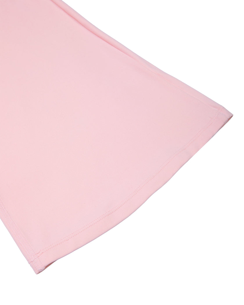 Closeup of flared leg and straight hem on Sculpt Yoga Pants in pink