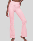 Angled front view of woman wearing Sculpt Yoga Pants in pink