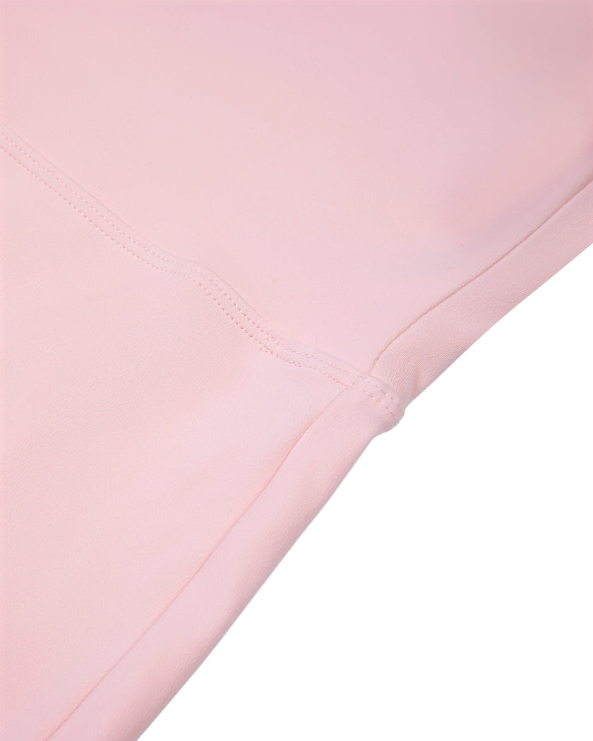 Closeup of side fit and construction on Sculpt Yoga Pants in pink