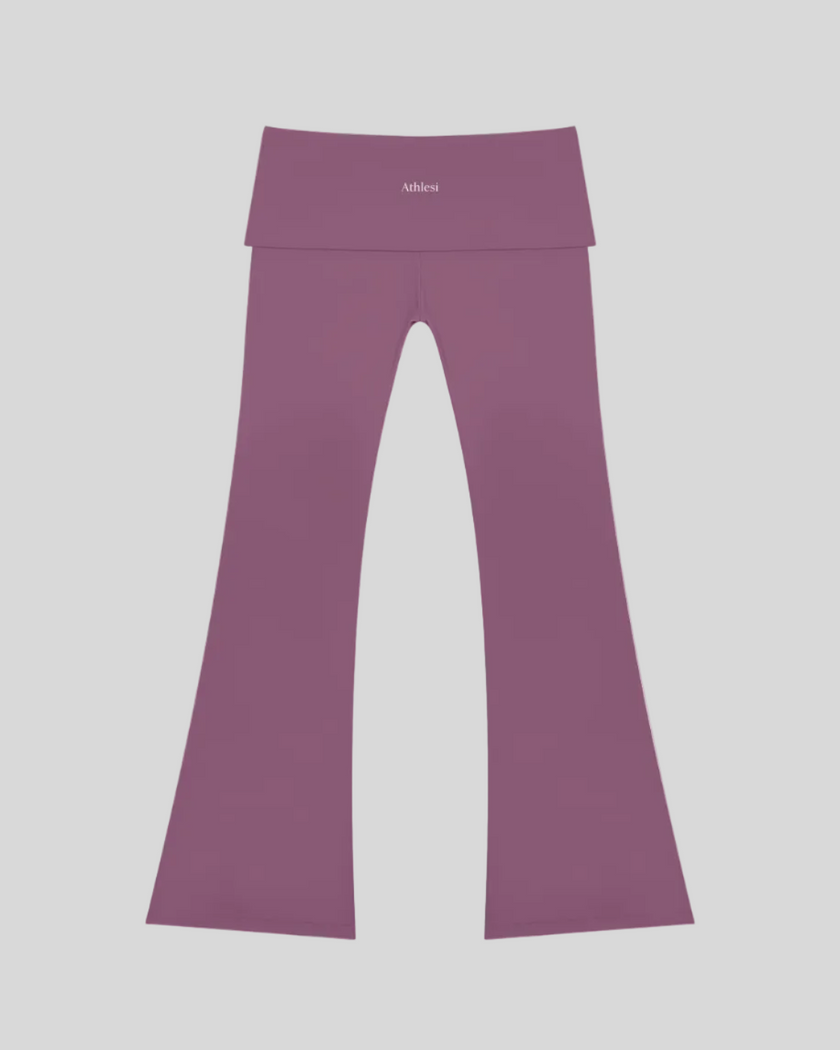 Sculpt Yoga Pants in plum purple with flared-leg silhouette back view