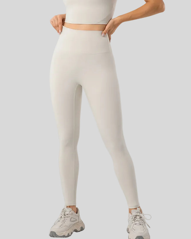 Front Side view of SculptLine High-Waist Legging in Ivory showing smooth fit