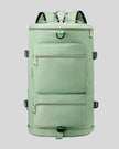 ShiftForm Carry Pack in neon green shown in vertical position with structured multi-pocket design