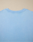 Back collar closeup of the SkyEase Lounge Set in pastel blue showing soft ribbed trim detail