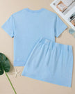 Back flatlay of the SkyEase Lounge Set in pastel blue featuring relaxed cotton loungewear design