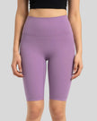 Front view of Athlesi SmoothForm Seamless Biker Short in lavender with wide waistband