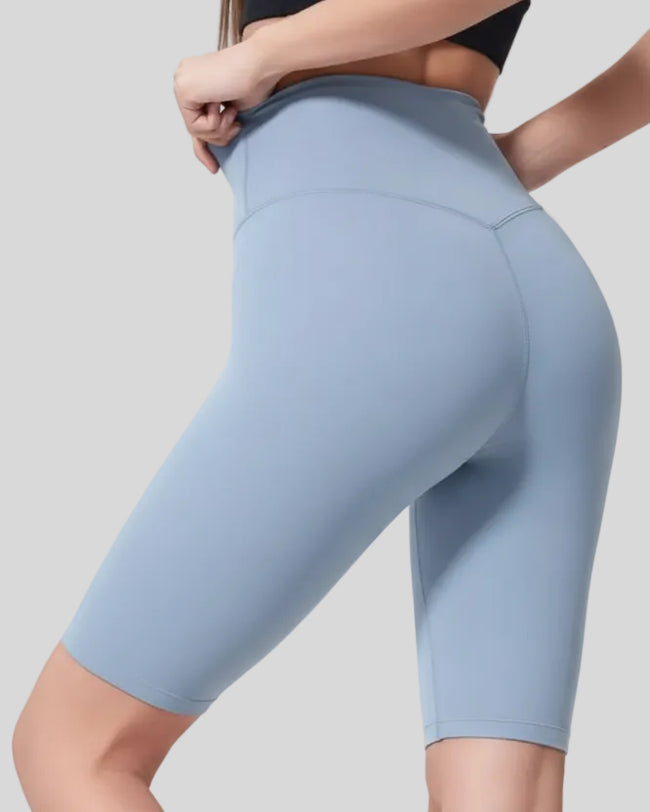 Back left angle view of light blue seamless construction