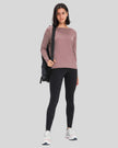 Athlesi SoftFlow relaxed long sleeve active top in dusty pink, front view