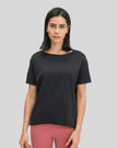 SoftFlow Short Sleeve Active Top in black, front view