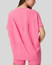 SoftFlow Short Sleeve Active Top in fuchsia pink, back detail close-up