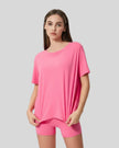 SoftFlow Short Sleeve Active Top in fuchsia pink, front view