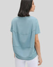 SoftFlow Short Sleeve Active Top in light blue, back view