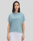 SoftFlow Short Sleeve Active Top in light blue, front view