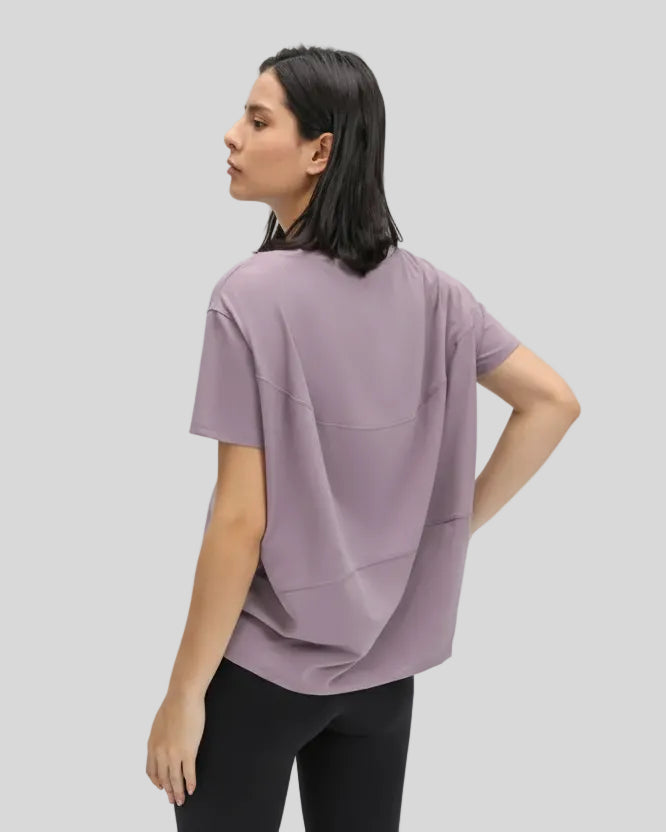 SoftFlow Short Sleeve Active Top in lilac, back view