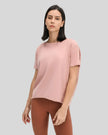 SoftFlow Short Sleeve Active Top in watermelon pink, side view
