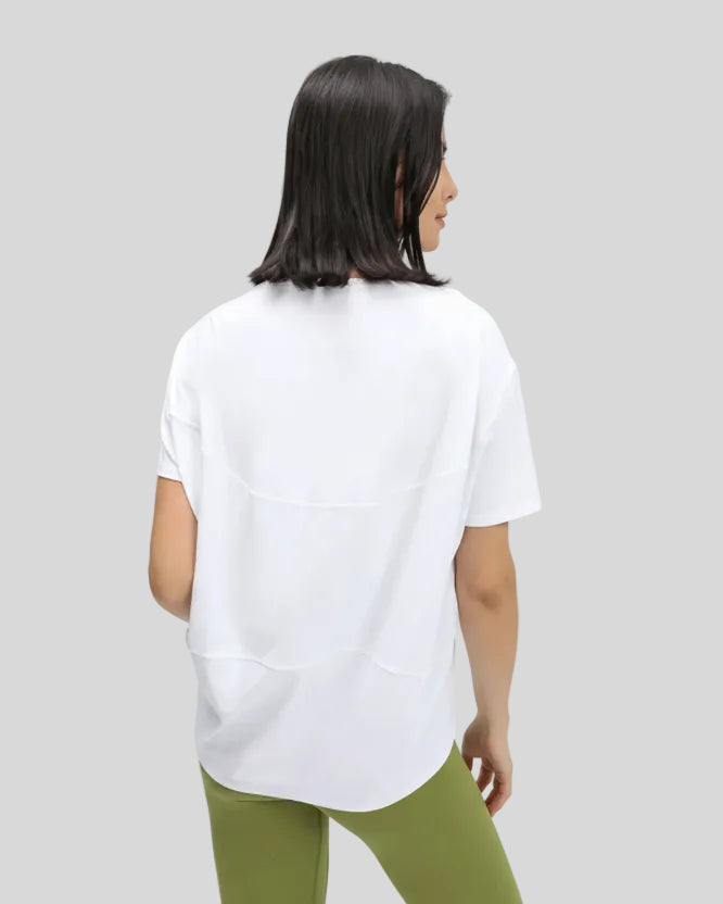SoftFlow Short Sleeve Active Top in white, back view