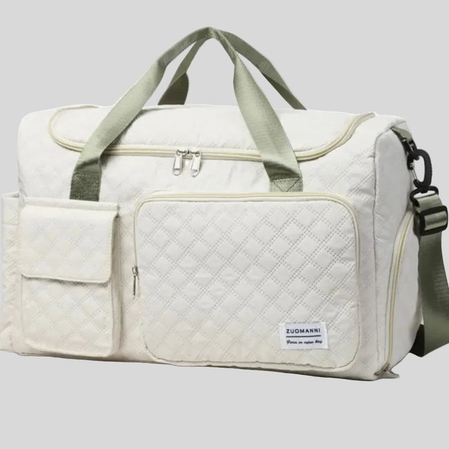 SoftForm Carry Bag angled view highlighting quilted pattern and front pockets