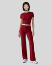 Model front view wearing rust Athlesi SoftForm short sleeve lounge set