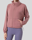 SoftForm Zip Active Jacket in dusty pink, fully zipped front view