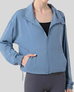 SoftForm Zip Active Jacket in light blue with front half open
